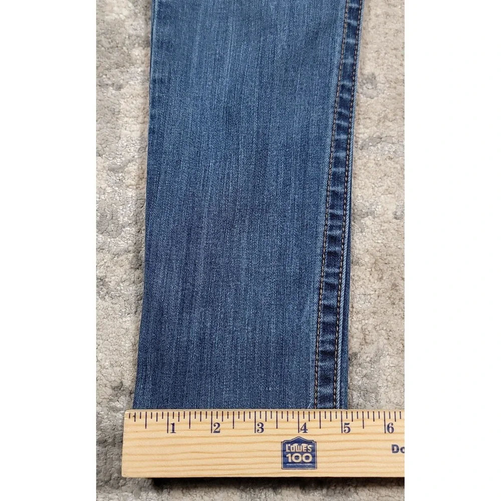 Seven7 Women's Tapered Leg Jeans Size 12 Blue Stretch‎ Denim Mid Rise Sz 32x29